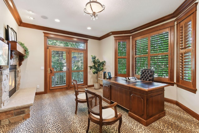 office featuring crown molding