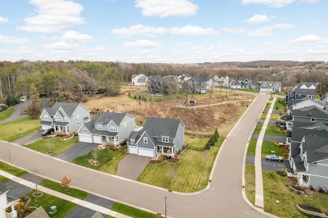 aerial view with a residential view