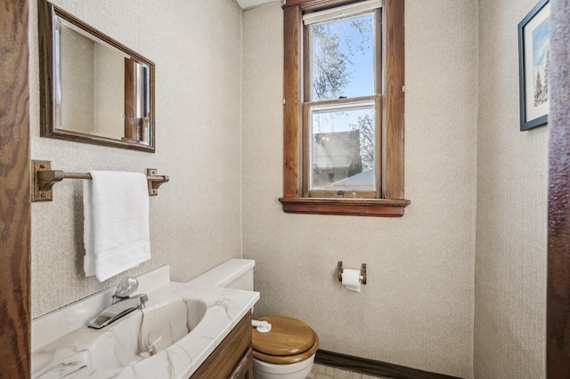 bathroom with toilet and vanity