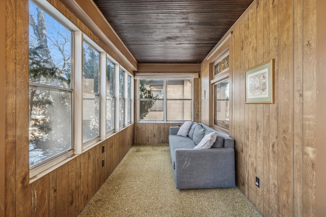 sunroom / solarium with wooden ceiling