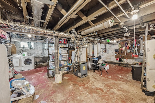 basement featuring washer and dryer