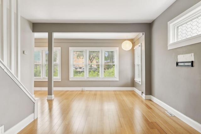 unfurnished living room featuring light hardwood / wood-style floors