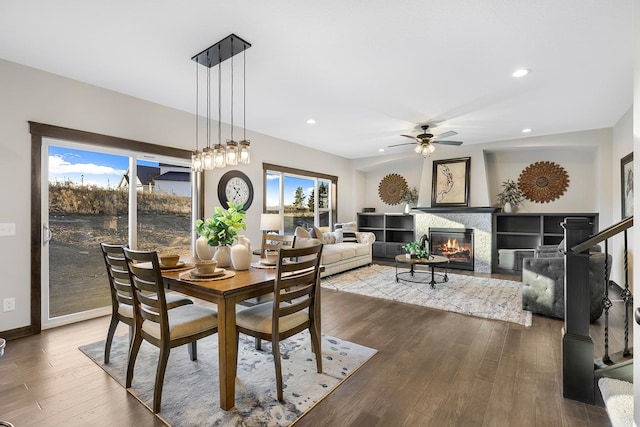 dining room featuring hardwood / wood-style flooring and ceiling fan