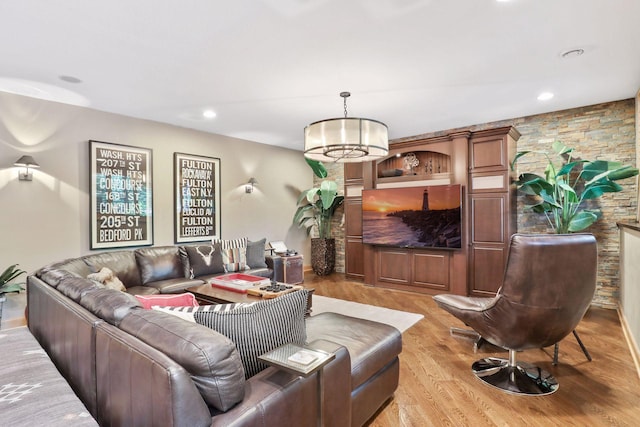 living room featuring light hardwood / wood-style flooring