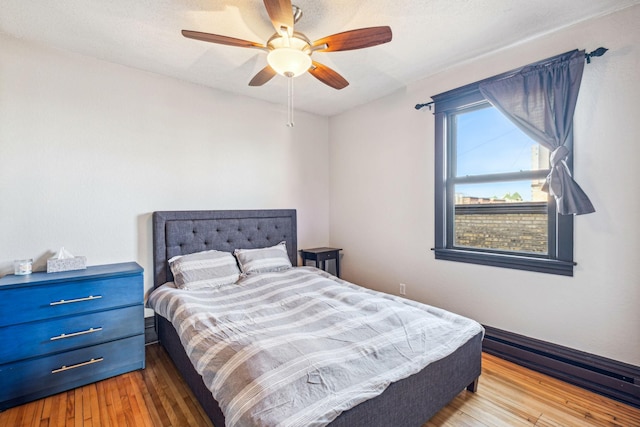 bedroom featuring ceiling fan and light hardwood / wood-style flooring