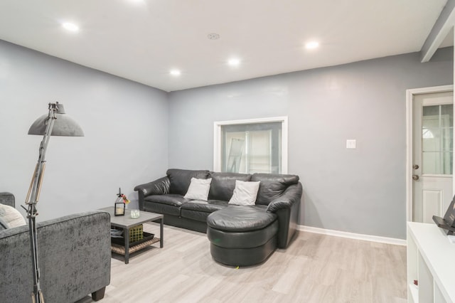 living room featuring light wood-type flooring