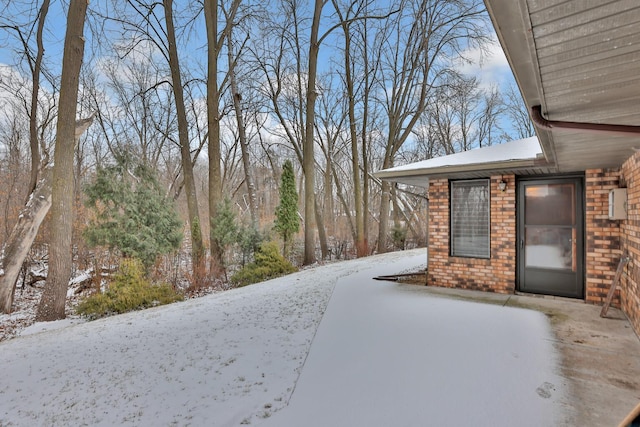 view of yard covered in snow