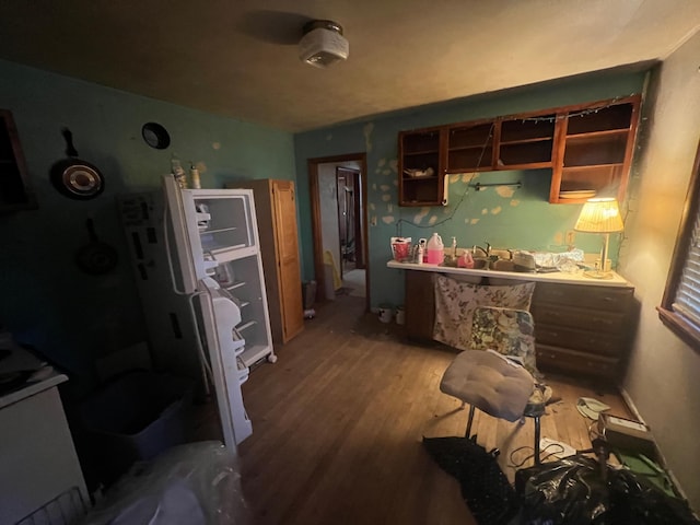 kitchen with hardwood / wood-style floors and sink