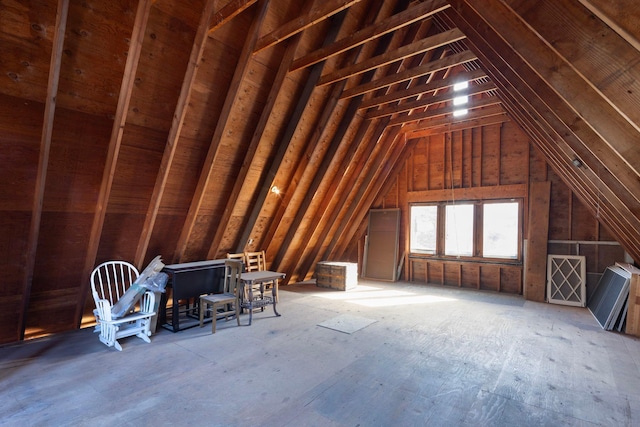 view of unfinished attic