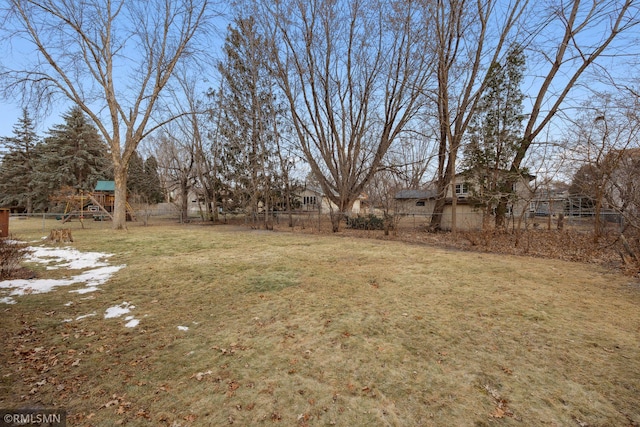 view of yard featuring a playground