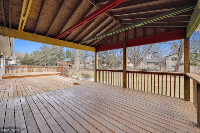 deck featuring a playground