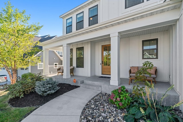 property entrance featuring covered porch