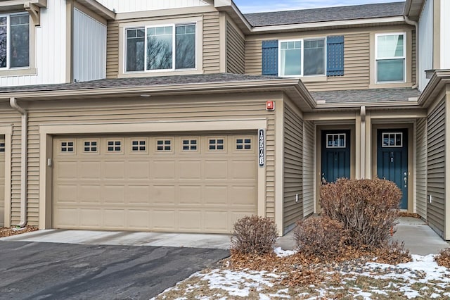 exterior space featuring a garage