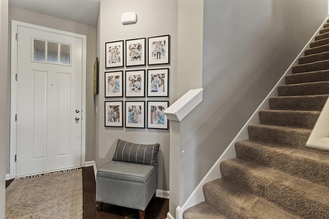 entryway with dark hardwood / wood-style floors