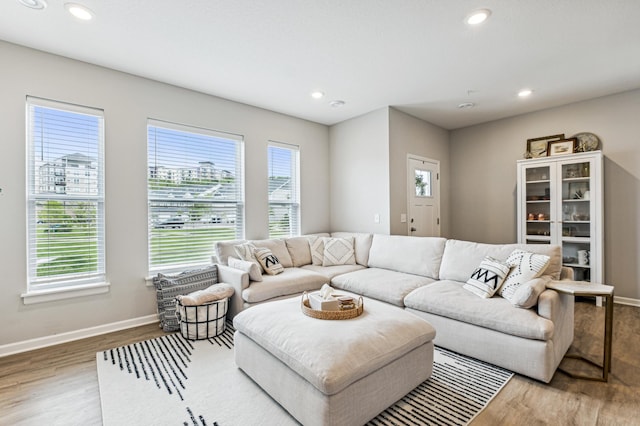 14592 Twin Lakes Cir, Burnsville, MN 55306 - living room with recessed lighting, wood finished floors, and baseboards