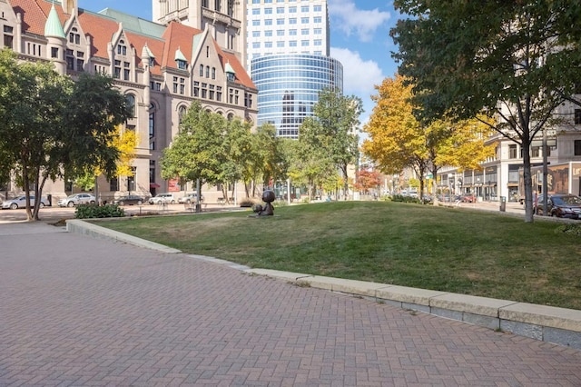 view of home's community featuring a lawn