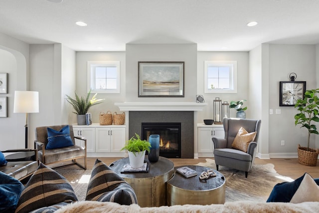 living room featuring light hardwood / wood-style flooring