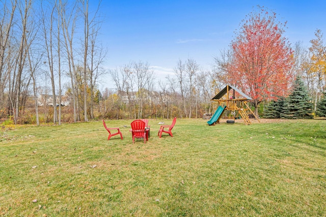 view of yard featuring a playground