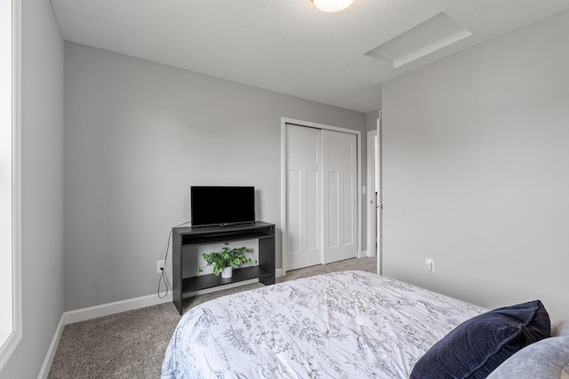 bedroom featuring carpet floors and a closet