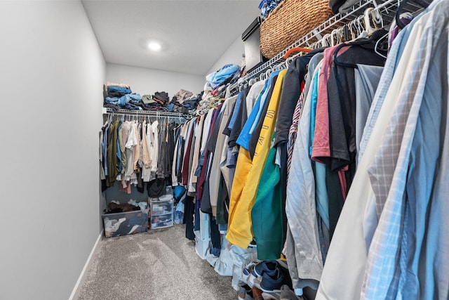 spacious closet featuring carpet flooring