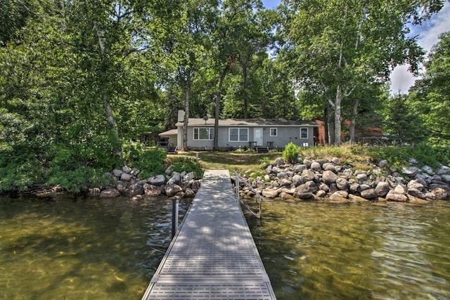 view of dock featuring a water view