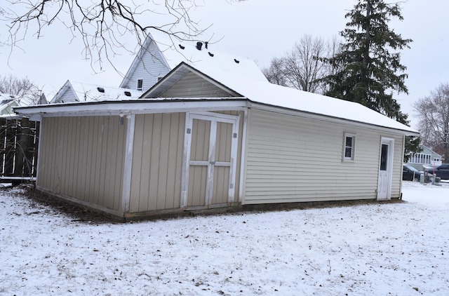 view of snow covered structure