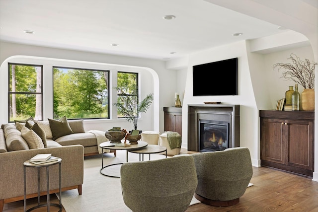 living room with light wood-type flooring