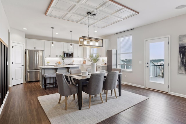 dining space featuring dark hardwood / wood-style flooring