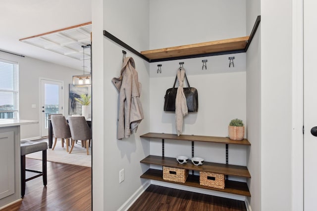 mudroom featuring dark hardwood / wood-style flooring