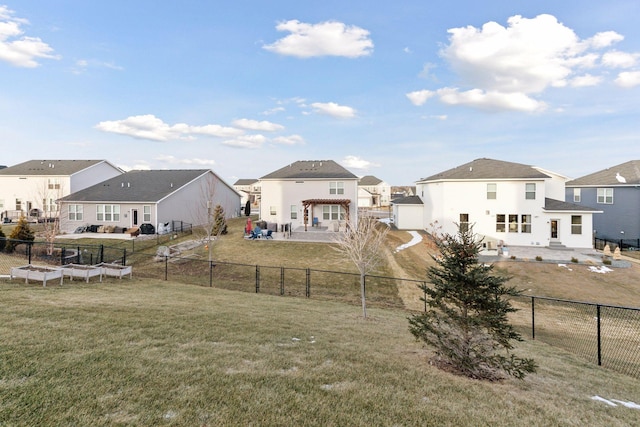 exterior space with a patio and a lawn