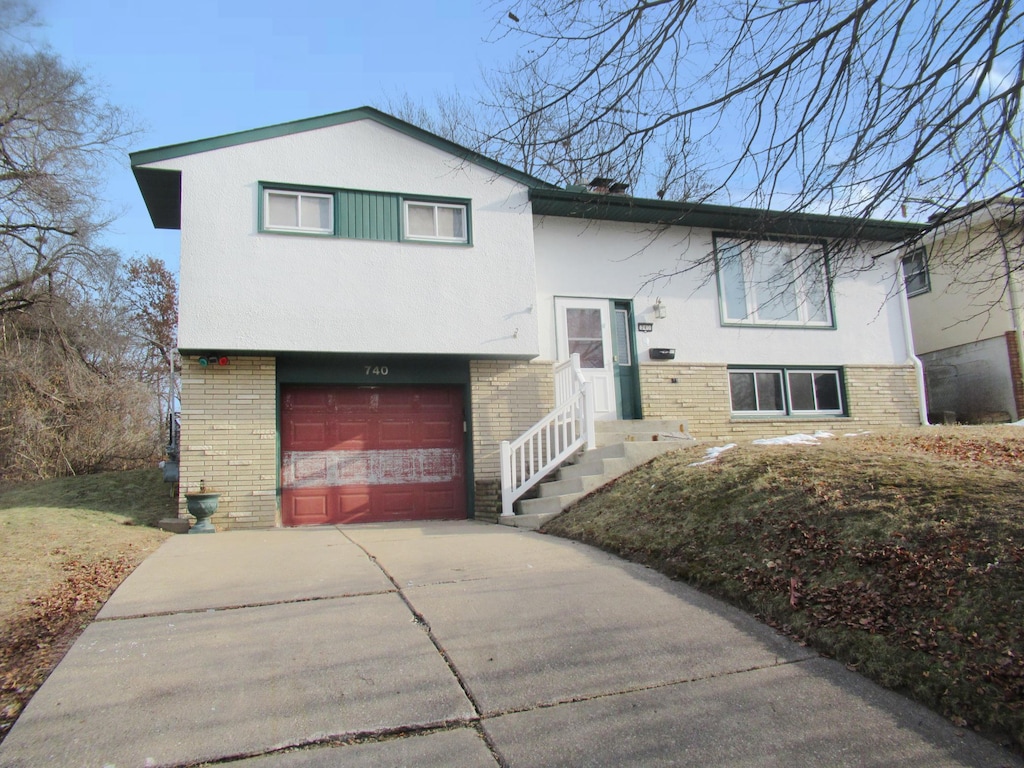 bi-level home with a garage