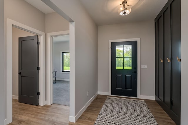 entrance foyer with light wood-type flooring