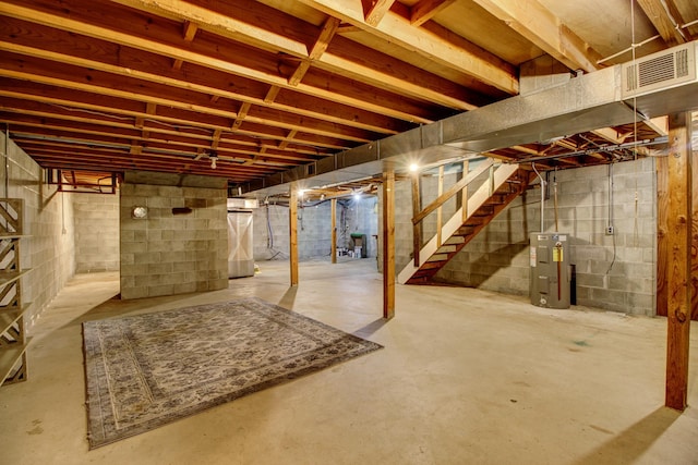 basement with water heater