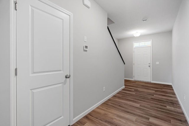 interior space with hardwood / wood-style floors