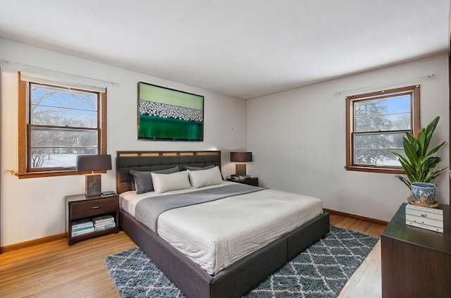 bedroom with light hardwood / wood-style flooring