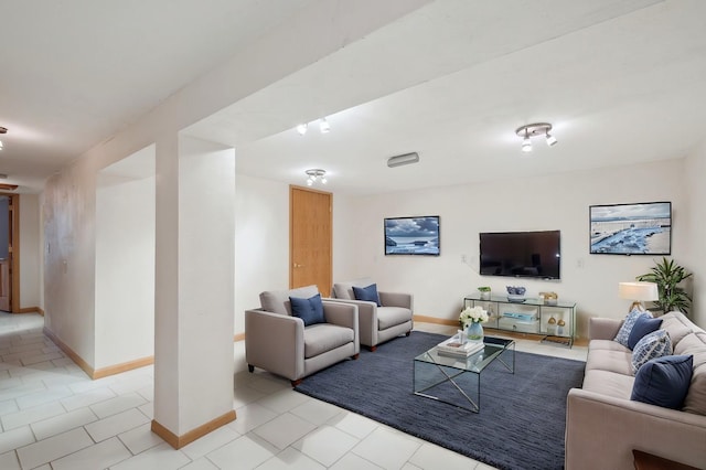 view of tiled living room