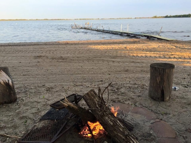 property view of water featuring a dock