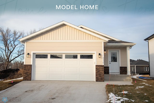 view of front of property with a garage