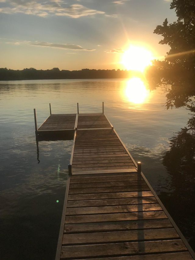 view of dock featuring a water view