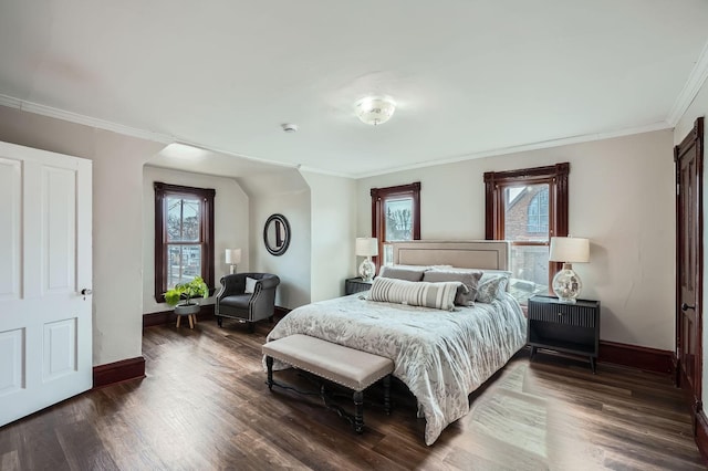 723 Lowry Ave NE, Minneapolis, MN 55418 - bedroom featuring baseboards, crown molding, multiple windows, and wood finished floors