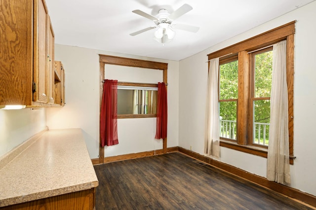 451 Everett St N, Stillwater, MN 55082 - unfurnished room featuring dark wood-style flooring, a ceiling fan, and baseboards