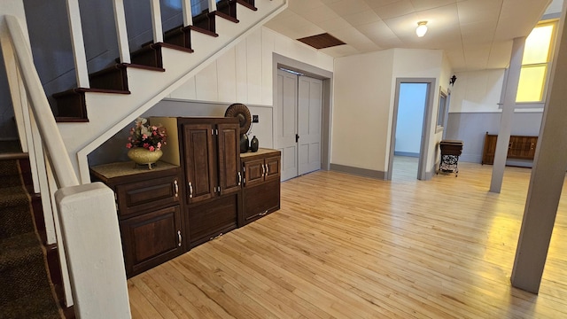 hall featuring light wood-type flooring