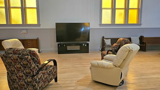 living room with light hardwood / wood-style floors