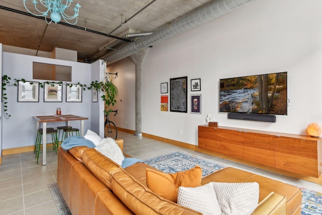 view of tiled living room