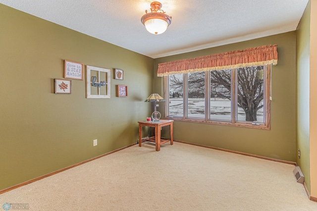 interior space with a textured ceiling