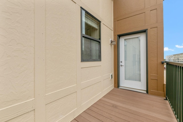 doorway to property with a balcony