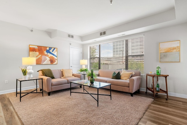 living room with wood-type flooring