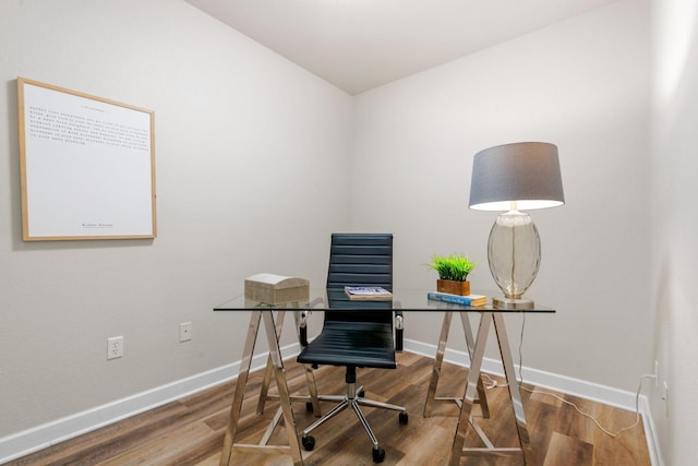 office space featuring hardwood / wood-style floors