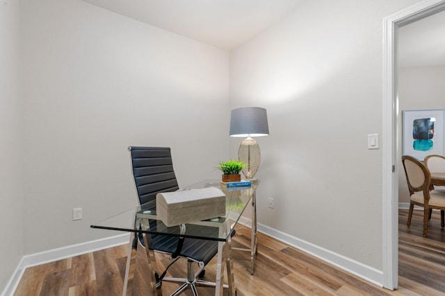 office area featuring hardwood / wood-style flooring