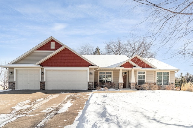 craftsman house with a garage